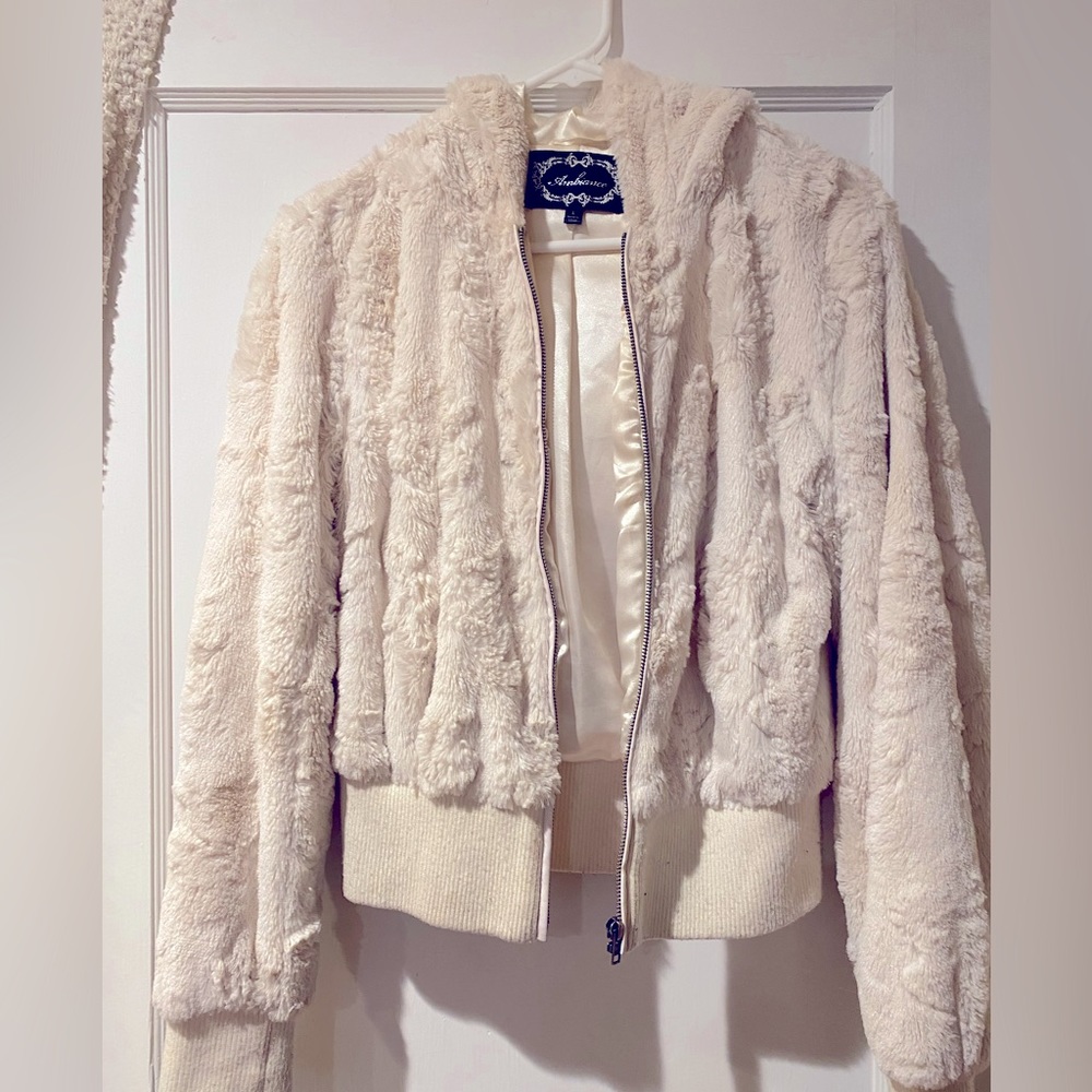 Faux Fur Hooded Crop Jacket